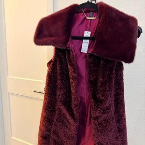 White House Black Market Burgundy Teddy Jacket
